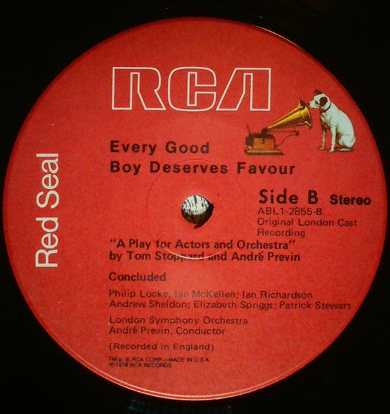 Tom Stoppard and André Previn, London Symphony Orchestra : Every Good Boy Deserves Favour "A Play For Actors And Orchestra" (LP, Album)
