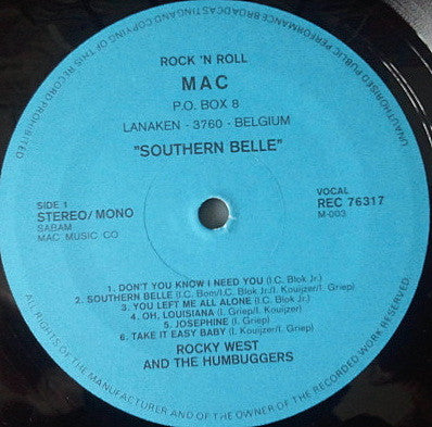 Rocky West And The Humbuggers : Southern Belle (LP, Album)