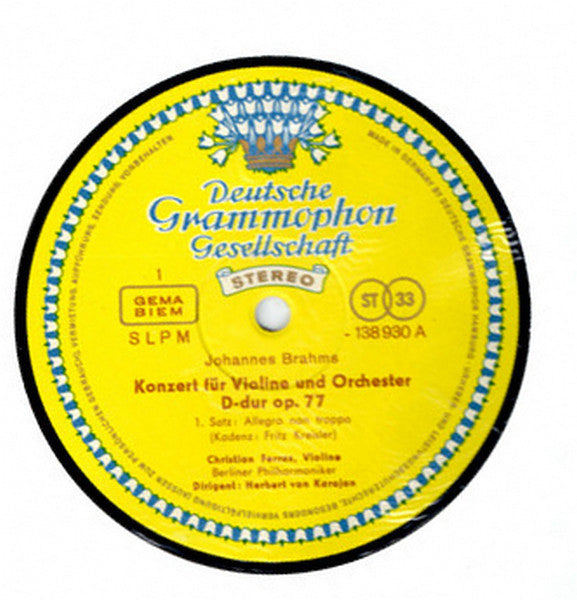 Johannes Brahms - Christian Ferras, Berliner Philharmoniker, Herbert Von Karajan : Violinkonzert In D-Dur (LP, Bla)