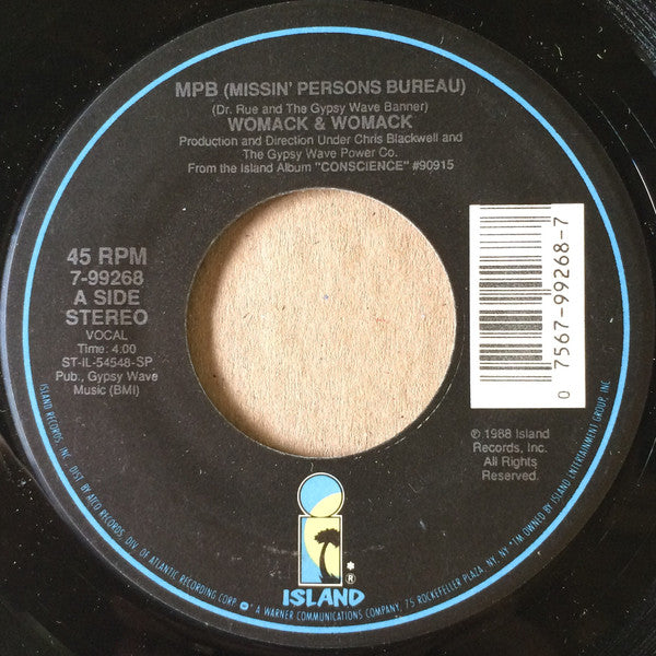 Womack & Womack : MPB (Missin' Persons Bureau) / Slave (Just For Love) (7", Single)