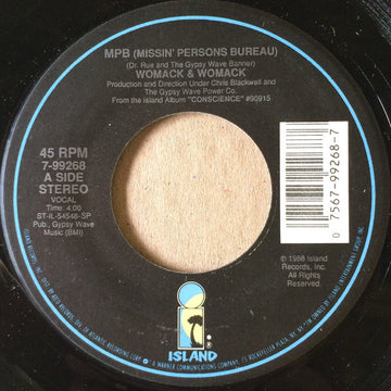 Womack & Womack : MPB (Missin' Persons Bureau) / Slave (Just For Love) (7", Single)