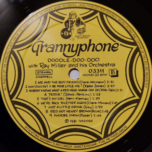 Ray Miller And His Orchestra : Doodle-Doo-Doo With Ray Miller And His Orchestra - 18 Original 1924 - '25 Recordings (LP, Comp, Mono)