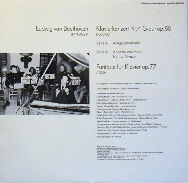 Ludwig Van Beethoven, Paul Badura-Skoda • Collegium Aureum : Klavierkonzert Nr. 4 Mit Originalinstrumenten (On Original Instruments) (LP, Gat)