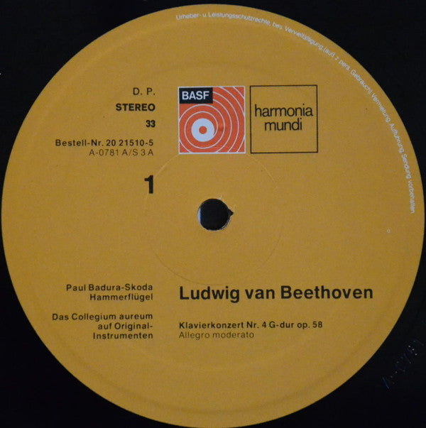 Ludwig Van Beethoven, Paul Badura-Skoda • Collegium Aureum : Klavierkonzert Nr. 4 Mit Originalinstrumenten (On Original Instruments) (LP, Gat)