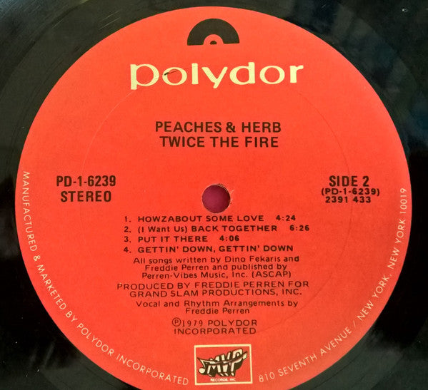 Peaches & Herb : Twice The Fire (LP, Album, Gol)