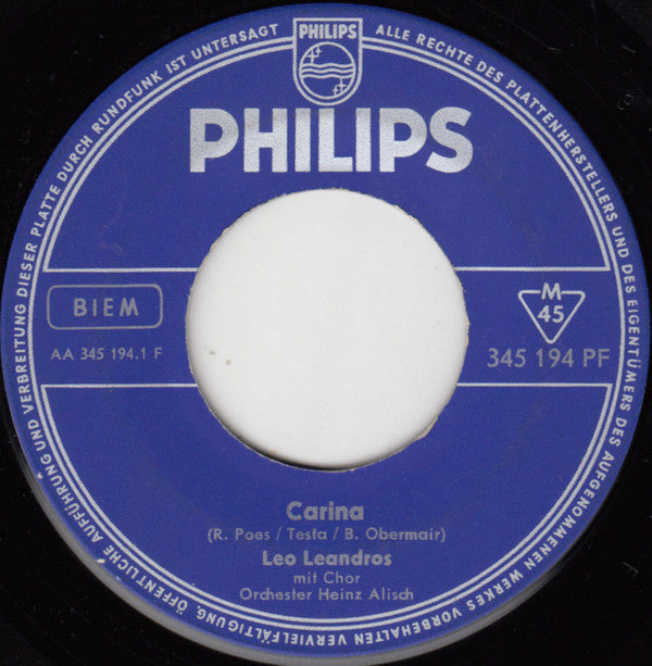 Leo Leandros : Carina / Marina (7", Single, Mono)