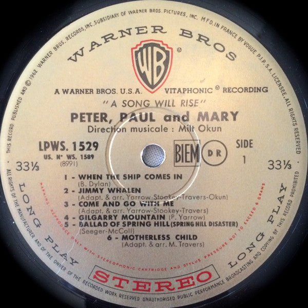 Peter, Paul & Mary : A Song Will Rise (LP, Album)