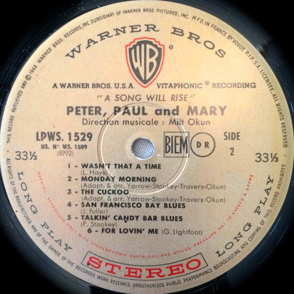 Peter, Paul & Mary : A Song Will Rise (LP, Album)