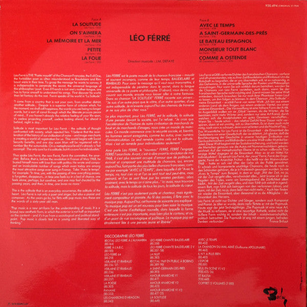 Léo Ferré : La Chanson Francaise 4 (LP, Comp)