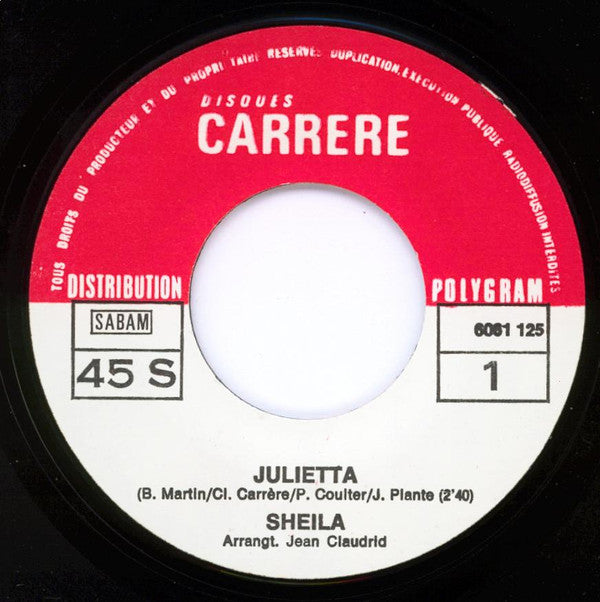 Sheila (5) : Julietta (7", Single)