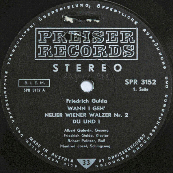 Friedrich Gulda : Wann I Geh' (LP)