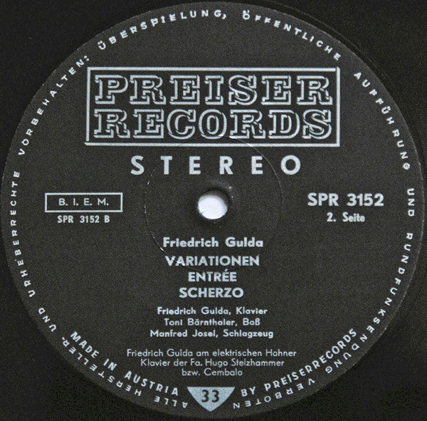 Friedrich Gulda : Wann I Geh' (LP)