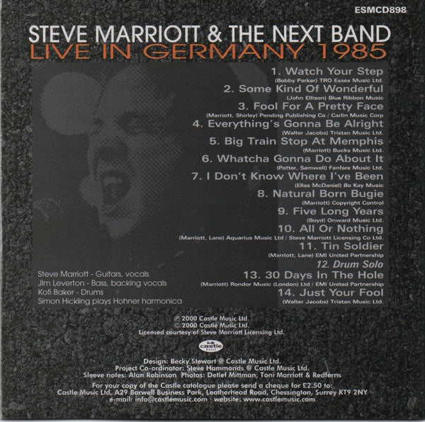 Steve Marriott & The Next Band : Live In Germany 1985 (CD, Album)