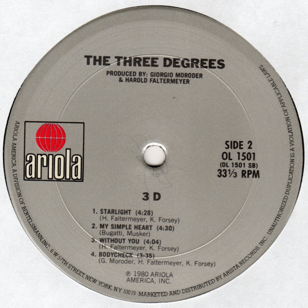 Three Degrees* : Three D (LP, Album, Pit)