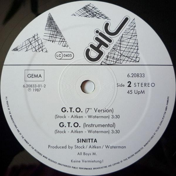 Sinitta : GTO (Modina's Red Roaring Mix) (12", Maxi)
