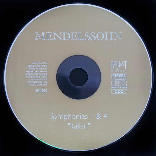 Felix Mendelssohn-Bartholdy ‎– Radio Kamerorkest, Frans Brüggen : Symphonies 1&4 "Italian" (CD, Album)