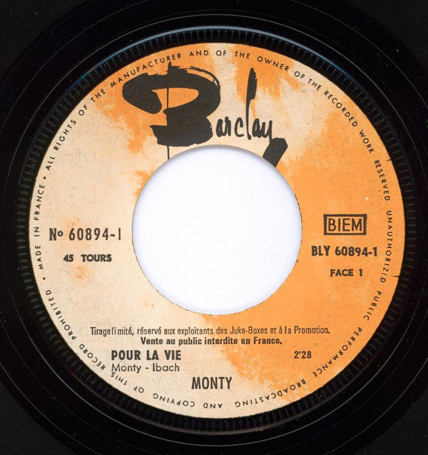 Monty (6) : Pour La Vie / Le Magicien (7", Single, Promo, Juk)