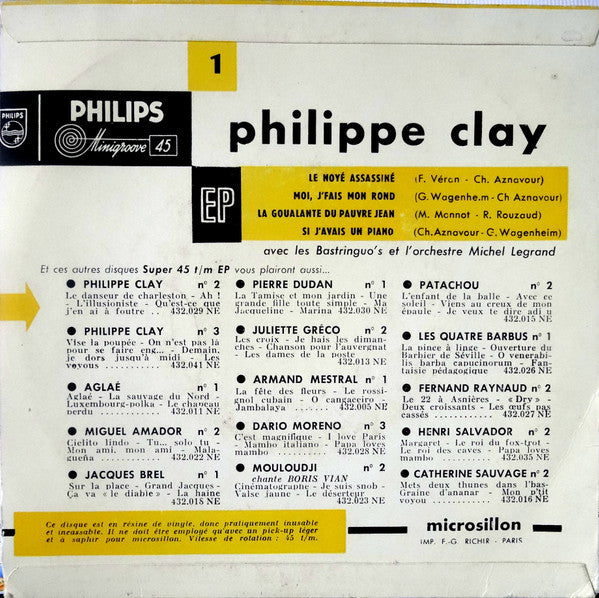 Philippe Clay : 1 - Le Noyé Assassiné (7", EP, RP)