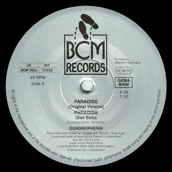 Quadrophenia : Paradise (12", Maxi)