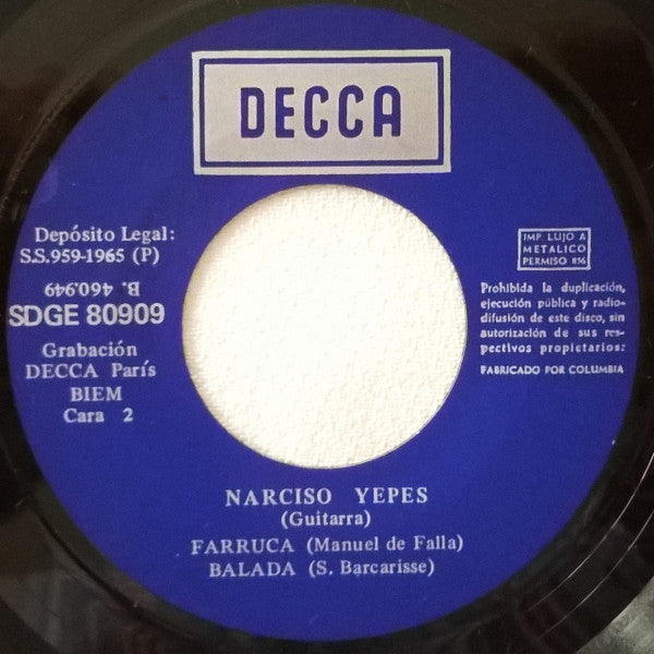 Narciso Yepes : Juegos Prohibidos (7", RE)