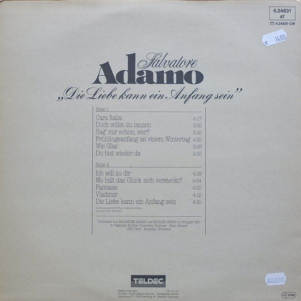 Salvatore Adamo* : Die Liebe Kann Ein Anfang Sein (LP, Album)
