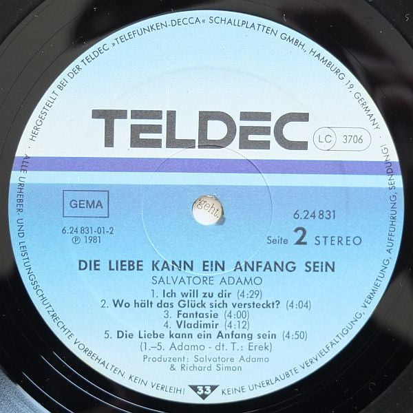 Salvatore Adamo* : Die Liebe Kann Ein Anfang Sein (LP, Album)