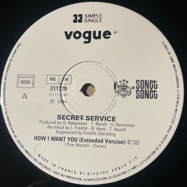 Secret Service : How I Want You (12")