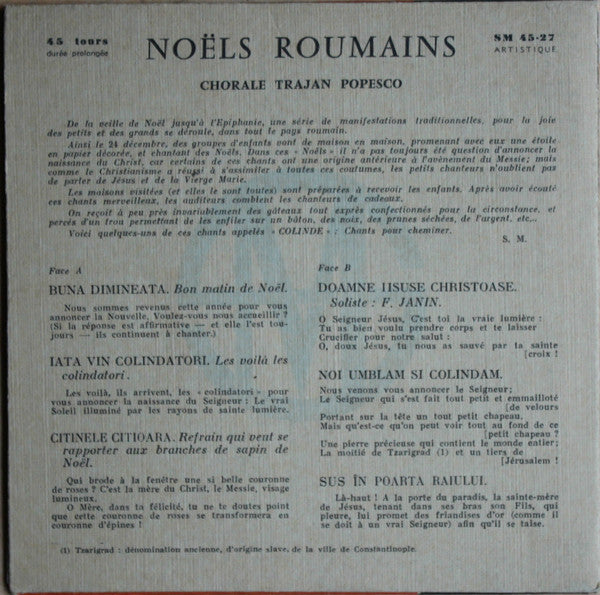 Ensemble Vocal Trajan Popesco : Noël Roumains (7")