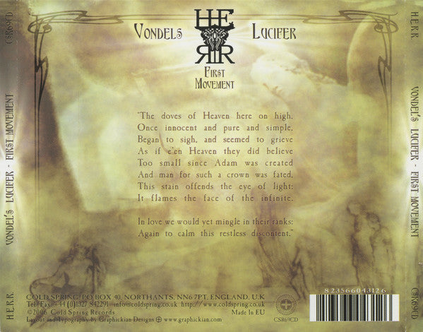 H.E.R.R. : Vondel's Lucifer - First Movement (CD, Album)