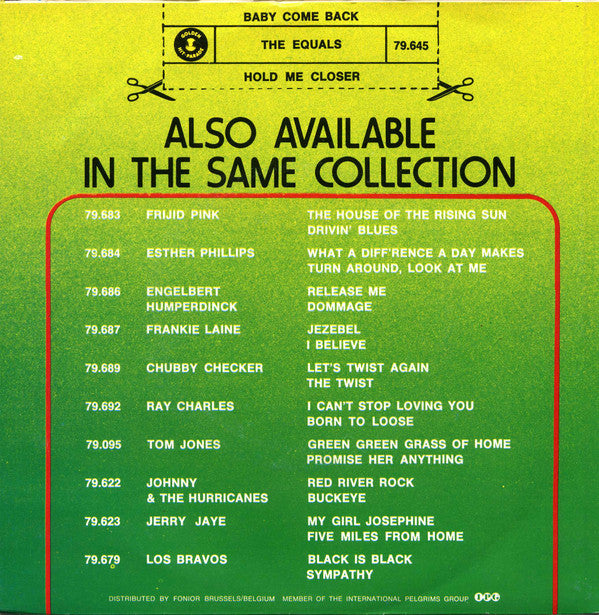 The Equals : Baby, Come Back / Hold Me Closer (7", Single)