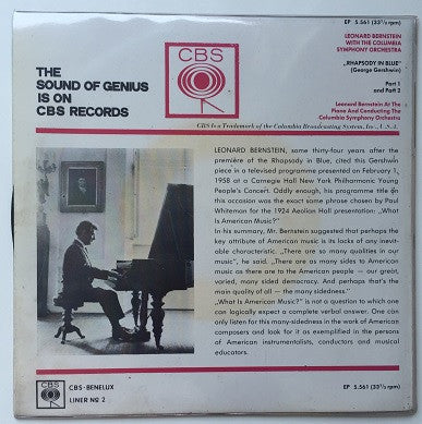 George Gershwin - Leonard Bernstein Conducting The Columbia Symphony Orchestra : Rhapsody In Blue (7", EP, Sol)