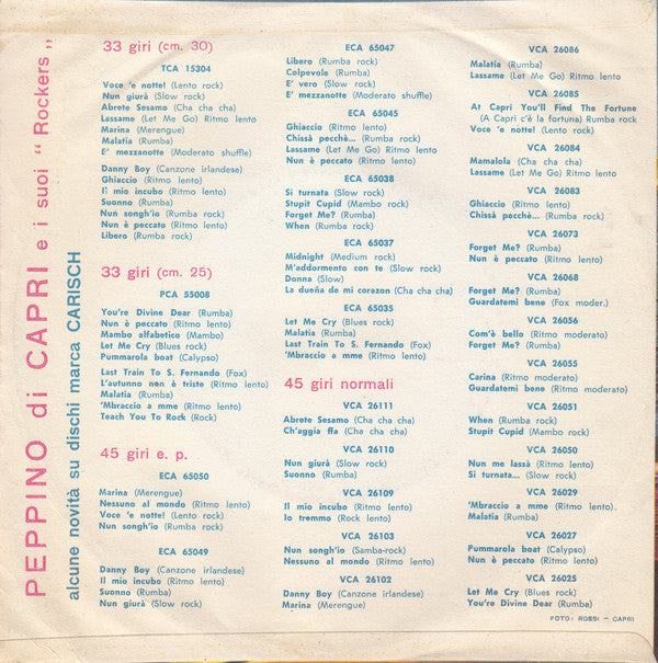 Peppino Di Capri E I Suoi Rockers : Luna Caprese / Vicino 'o Mare (7", Single)