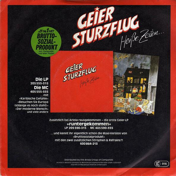 Geier Sturzflug : Besuchen Sie Europa (Solange Es Noch Steht) (7", Single)