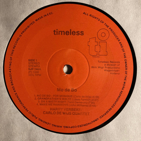 Harry Verbeke / Carlo de Wijs Quartet Featuring Hein Van de Geyn, Arnoud Gerritse : Mo De Bo (LP, Album)