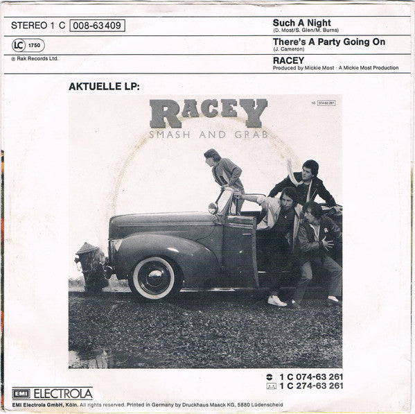 Racey : Such A Night (7", Single)