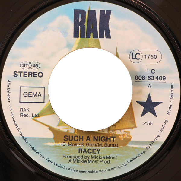 Racey : Such A Night (7", Single)
