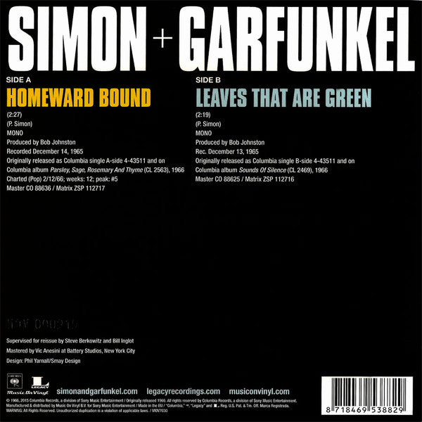Simon & Garfunkel : Homeward Bound (7", RSD, Single, Mono, Ltd, Num, RE)