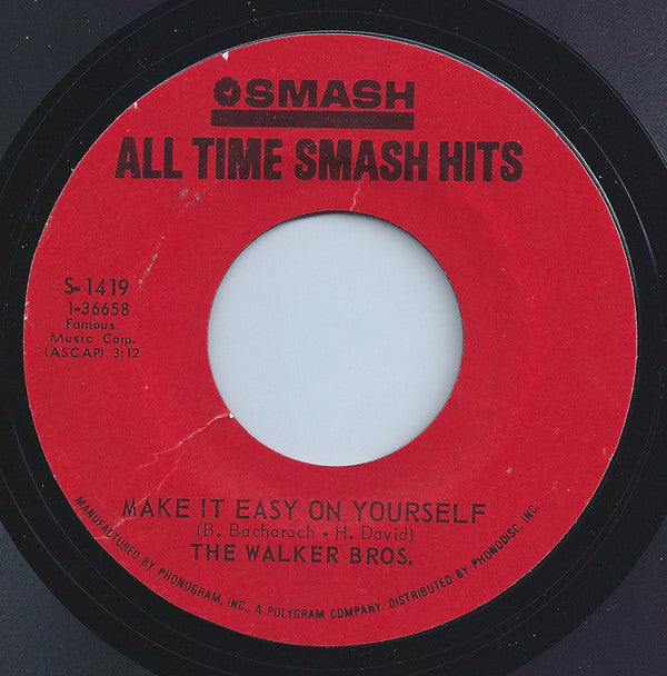 The Walker Brothers : The Sun Ain't Gonna Shine Anymore / Make It Easy On Yourself (7", Single, Styrene, PRC)