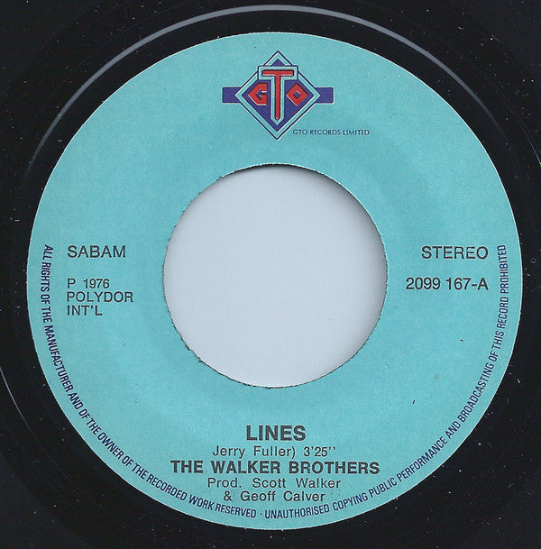 The Walker Brothers : Lines / First Day (7", Single)