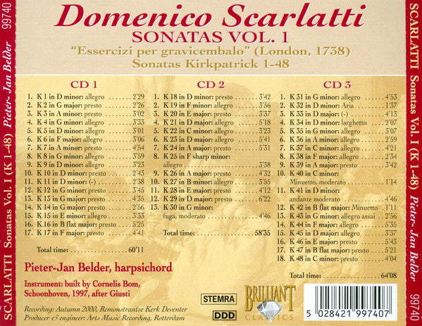 Domenico Scarlatti, Pieter-Jan Belder : Sonatas K 1 - 48 (3xCD, Album)