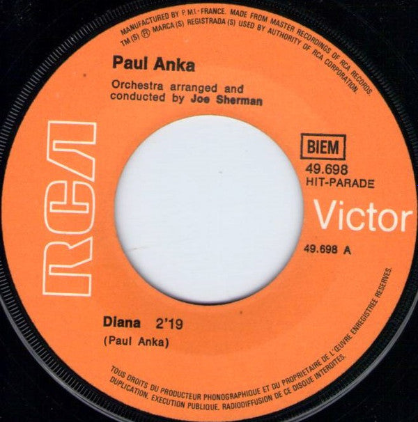 Paul Anka : Diana / Crazy Love (7", Single, RE)