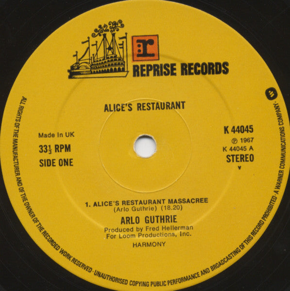 Arlo Guthrie : Alice's Restaurant (LP, Album, RE)