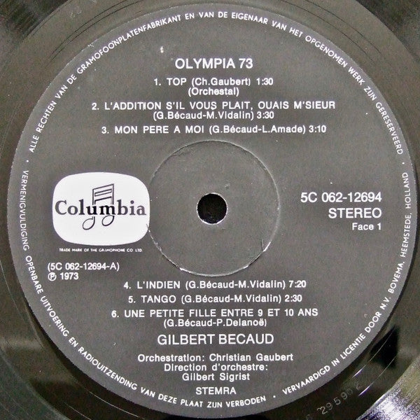 Gilbert Bécaud : Olympia 73 (Enregistrement Public) (LP, Album)