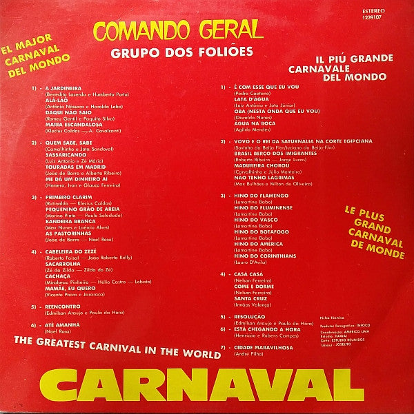 Grupo Dos Foliões : Folia 78 Comando Geral (LP, Comp)