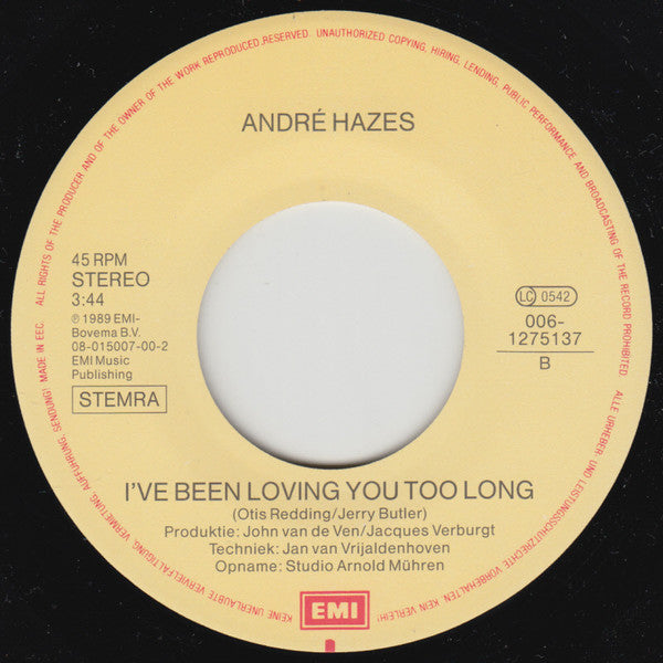 André Hazes : Op De Hoek Van De Straat (7", Single)