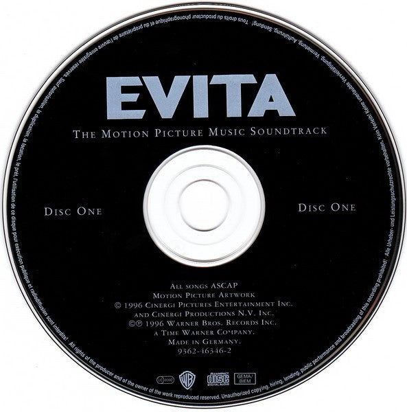 Andrew Lloyd Webber And Tim Rice : Evita (The Motion Picture Music Soundtrack) (2xCD, Album)