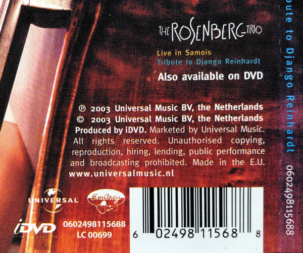 The Rosenberg Trio : Live In Samois Tribute To Django Reinhardt (CD, Album, RE)
