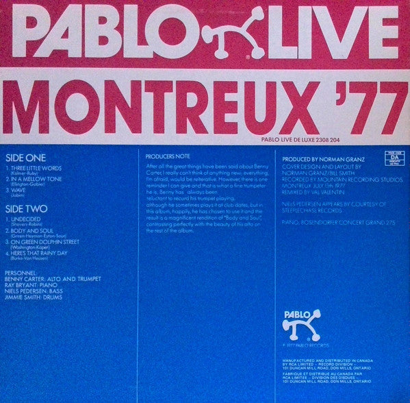 Benny Carter 4 : Montreux '77 (LP, Album)