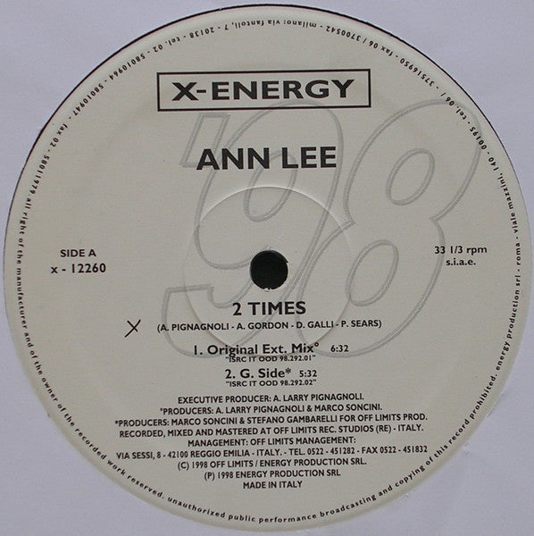Ann Lee : 2 Times (12")