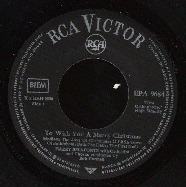 Harry Belafonte : To Wish You A Merry Christmas (7", EP)